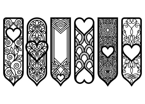 Download Elegant Heart Pattern Bookmark EPS Bundle - Eps bundle Collection